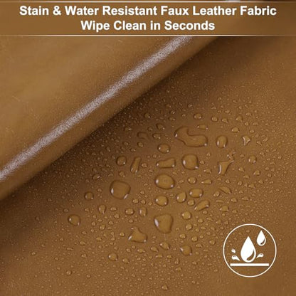 54" Marine Vinyl Upholstery Faux Leather Fabric by The Yard Waterproof - color: Amber, size: Pre-cut 5 Yards 54"x180"
