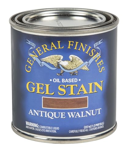 General Finishes Oil Base Gel Stain, 1/2 Pint, Antique Walnut - color: Antique Walnut, size: 1 Half-Pint
