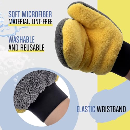Paint Mitt Stain Gloves Reusable Microfiber - color: Gray,yellow