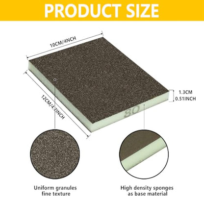 16PCS 180 Grits Sanding Sponge Fine Coarse Sanding Block, Washable and Reusable Wet Dry Sandpaper Sponge， Sander Sponges for Wood Drywall Metal Wood - color: Brown, size: 180 Grits-16PCS
