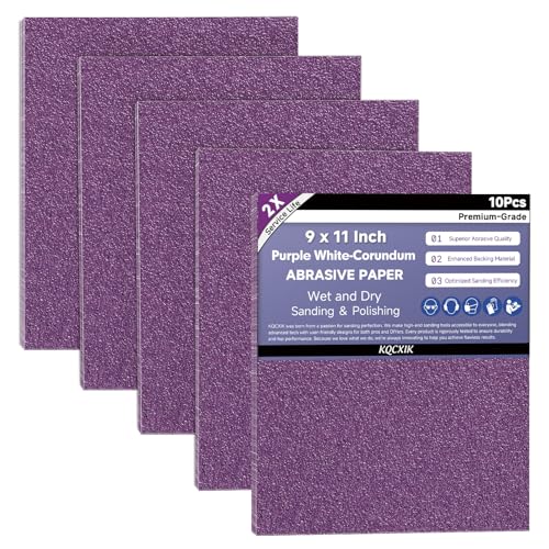 10-Sheet Premium White Corundum Wet Dry 80 Grit Sandpaper - size: 9 x 11 Inch, style: 80 Grit