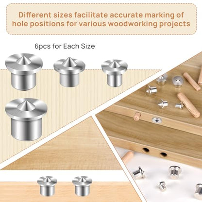 99 Pcs Woodworking Dowel Pin Set, Including 24 Pcs Dowel Centering Pins in 6/8/10/12 mm and 75 Pcs Wood Dowel Pins in 6/8/10 mm, Premium Dowel and Tenon Center Transfer Plugs Doweling Centering Pins