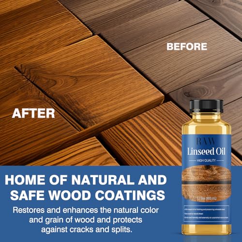 Raw Linseed Oil for Wood Protection - Refreshes Wood Naturally - 7.1 oz - color: Yellow