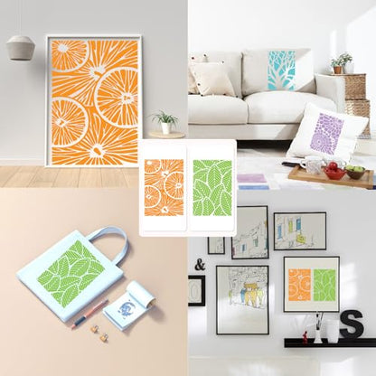 12Pcs 12 Styles Mixed Media Stencils Wall Texture Templates 12 x 8 Inch Trees Flowers Leaves Geometric Pattern Reusable PET Plastic Hollow Out Drawing Stencil for Wood Wall DIY Art Crafts - color: Mixed Shapes