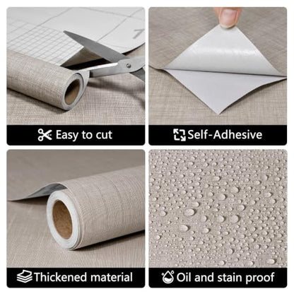 wishFIRE Grasscloth Peel and Stick Wallpaper 23.6"X200" Khaki Contact Paper - color: Khaki, size: 23.6" x 200"