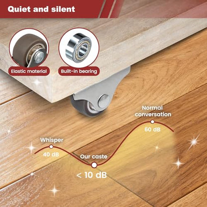 1 Inch Mini Fixed Drawer Rubber Caster Wheels, Non Swivel Caster Wheels - color: brown - 1 inch