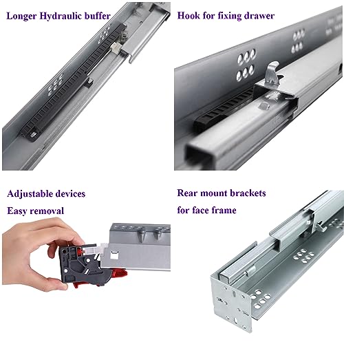 Undermount Soft Close Drawer Slides 18 Inch 6 Pairs Full Extension - size: 18 Inch