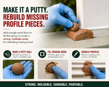 Re-Rot Wood Repair Kit, 48 oz Epoxy with Wood Filler & Tools - size: 48 Ounce