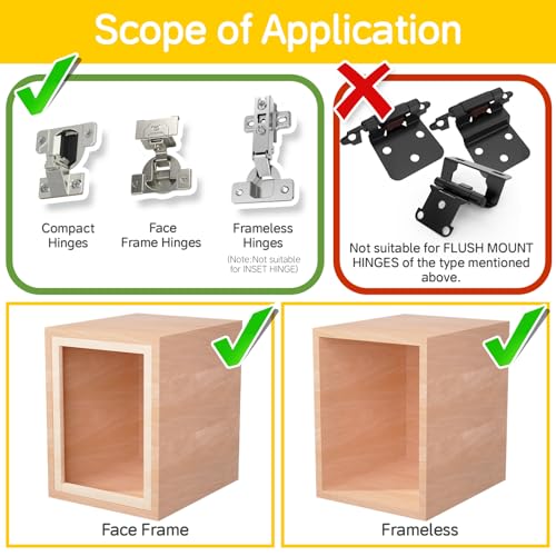 Onemake 10 Pack Soft Close Motion Damper, Smooth Slow Closing, Hydraulic Cabinet Buffer Adapter, Replacement Hardware, Hidden Concealed Mechanism for Face Frame/Frameless/Compact Hinges, 55N