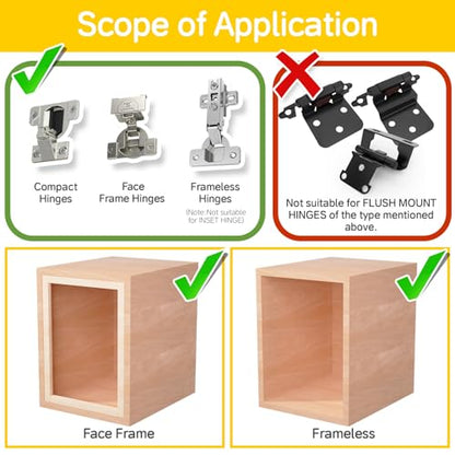 Onemake 10 Pack Soft Close Motion Damper, Smooth Slow Closing, Hydraulic Cabinet Buffer Adapter, Replacement Hardware, Hidden Concealed Mechanism for Face Frame/Frameless/Compact Hinges, 55N