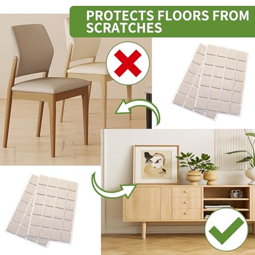 Felt Furniture Pads for Hardwood Floors 48 PCS 1" Square, Beige - size: 48PCS 1 inch Square Beige