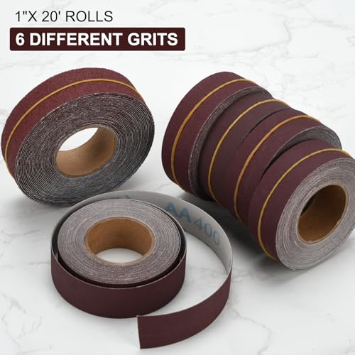 Emery Cloth Roll, 6 Grits 6 Meters Abrasive Sandpaper Roll - size: 6Rolls 20FT
