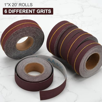 Emery Cloth Roll, 6 Grits 6 Meters Abrasive Sandpaper Roll - size: 6Rolls 20FT