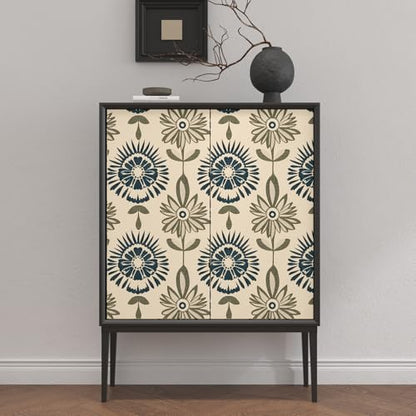BOKEBEVE Boho Floral Peel and Stick Wallpaper Beige Blue 17.5 x 787In - color: Dark Beige/Blue/Green, size: 17.5" x 787"