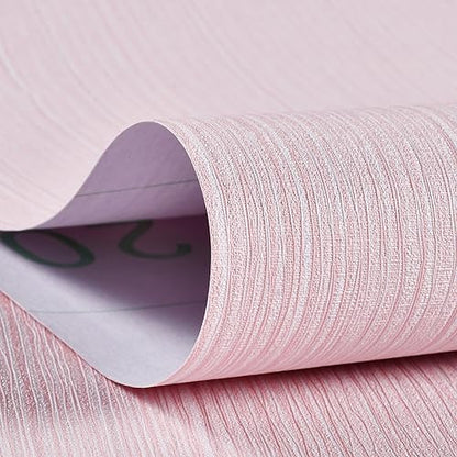 Haimin Grasscloth Wallpaper Textured 24in X 393in Fabric Contact Paper Pink Wall Paper Textured Linen Peel and Stick Self-Adhesive Thick Vinyl Embossed Film Wallpaper (Pink) - color: Pink