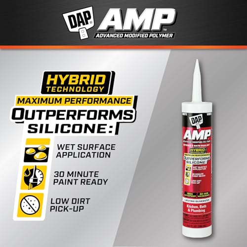DAP AMP Kitchen and Bath Sealant, White, 9 Oz (7079800762)