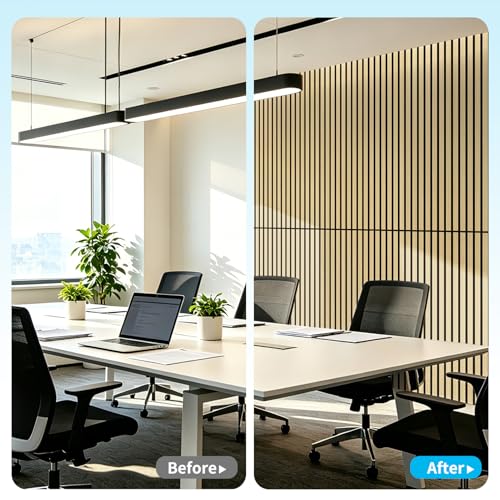 Art3d 47 x 23.6 Inch Acoustic Wood Slat Design Wall Panels, 4-Pack, Oak - color: Oak, size: 23.6" x 47"