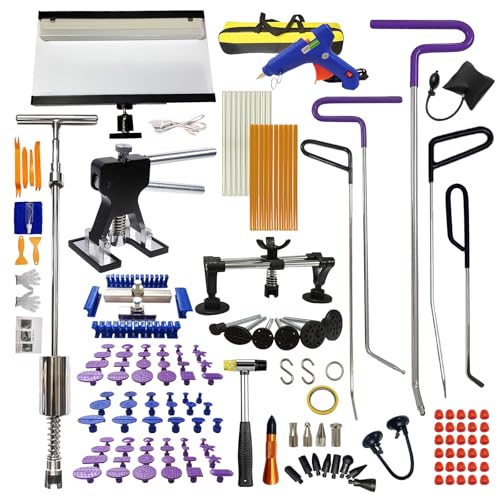 168 Pcs Paintless Dent Removal Rods, Paintless Dent Repair Tools, Black Lifter Puller Car Dent Repair Kit, Car Dent Puller with Manganese Steel Material, Dent Removal Kit for Dent Repair