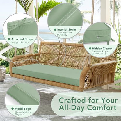 Summsun Outdoor Bench Cushion Pad, 42 x 18 x 3 Inch, Sage Green - color: Sage Green, size: 42x18x3 Inch