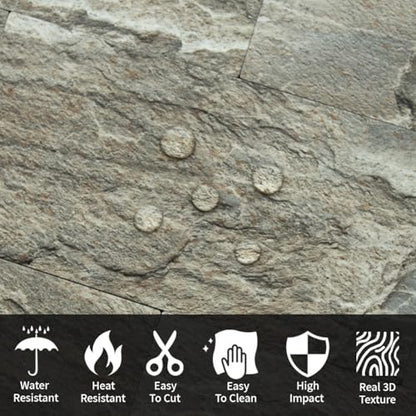AULIGET 100-Piece Faux Stone Peel and Stick Backsplash Wall Tiles, 3" x 6" Apache Brown Rock PVC Stick on Tile for Backsplash Kitchen, Bathroom, Laundry Room, Camper, Fireplace - color: Apache Brown Rock