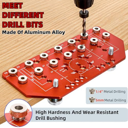 7 Holes Shelf Pin Jig and Hinge Jig, 1/4 Inch and 5mm