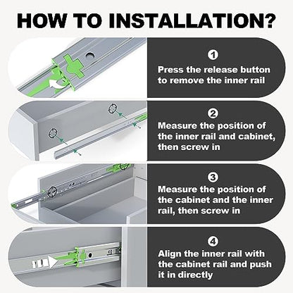 1 Pairs 22 inch Soft Close Drawer Slides Side Mount, 3 fold Full Extension Ball Bearing Drawer Runners, self Closing Heavy Duty Drawer Glide Rails for Kitchen Cabinet, Tool Box - size: 22 Inch