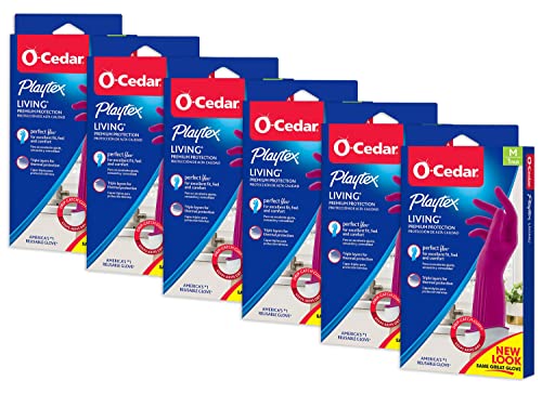 PLAYTEX HandSaver Rubber Gloves, Premium Protection for Kitchen and Household Cleaning (Medium, 6 Pack) - size: 6 Count (Pack of 1)