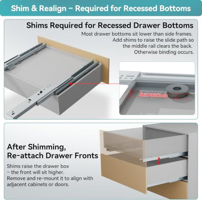 10 Inch Bottom Mount Soft Close Drawer Slides, 88 lbs Capacity - size: 10 Inch