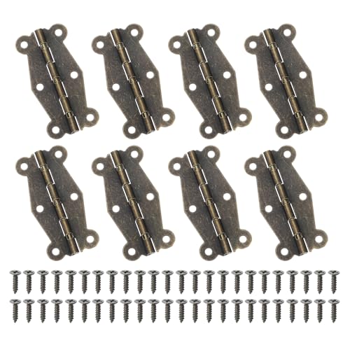 MECCANIXITY Small Vintage Box Hinges 2" 90 Degree Butterfly Decorative Hinges Jewelry Box Hardware with Screw for Cabinet Wooden Box Drawer Craft (Bronze Tone, Pack of 8) - color: Bronze Tone