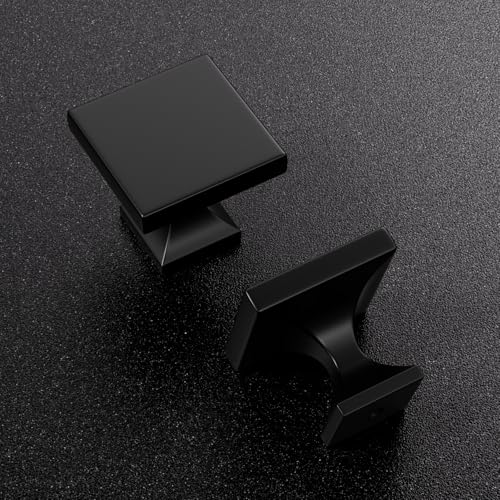 Goldenwarm 35 Pack Black Cabinet Knobs, Square Zinc Alloy Drawer Knobs - color: Square Black, size: Single Hole