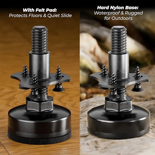HUASAI 3/8”-16 Thread Furniture Leveling Feet, 4 Pack Adjustable Furniture Levelers Kit with T-Nuts, Heavy Duty Screw-On Feet, 330 LBs per Foot, for Chairs, Cabinets, Uneven Floors