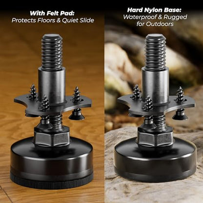 HUASAI 3/8”-16 Thread Furniture Leveling Feet, 4 Pack Adjustable Furniture Levelers Kit with T-Nuts, Heavy Duty Screw-On Feet, 330 LBs per Foot, for Chairs, Cabinets, Uneven Floors