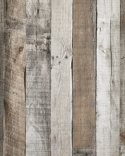 Yun-aeon Natural Wood-Grey Contact Paper Peel and Stick Wallpaper - color: Natural Wood-grey, size: 17.3" x 472.4"