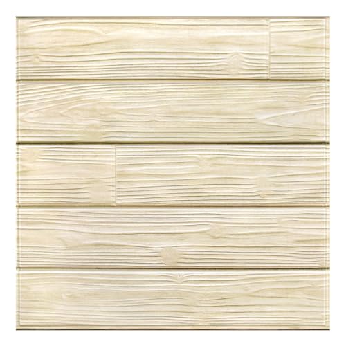 COMSTICKC 3D Faux Wood Wall Sticker Shiplap Peel and Stick, Not Real Wood - color: Yellow-Brown