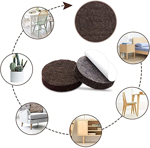 Felt Furniture Pads for Hardwood Floors Felt Pads for Chair Legs Yelanon - size: 24 pcs Brown Round