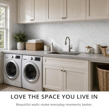 StyloVue 100 Pieces Peel and Stick Backsplash for Kitchen, 3" x 6" PVC Subway Tile, 2026 Upgraded Sparkle White Marble, Stick on Wall Tile for Kitchen, Bathroom, Fireplace, RV - color: Sparkle White Marble