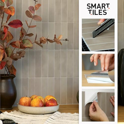 Smart Tiles Peel and stick backsplash, Zellige Teal Green, 9"x9" - color: Teal Green