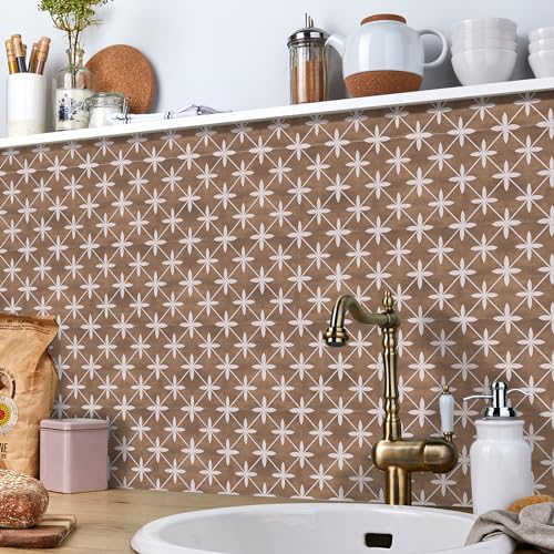 Peel and Stick Backsplash Tile Sticker,15pcs Brown,5.91"x11.81" - color: Hzw-gas-026, size: 5.91 x 11.81 inch