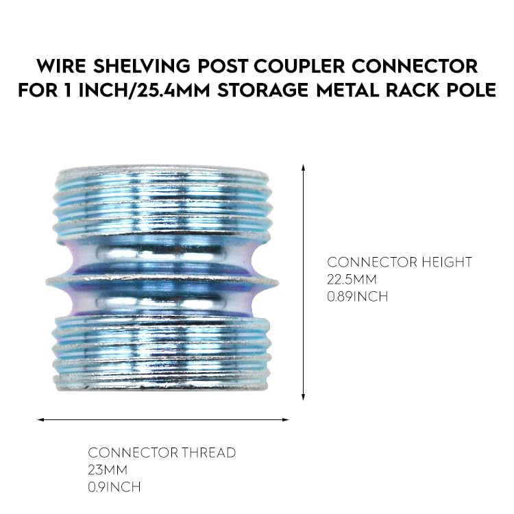 8 Pack Wire Shelving Post Coupler Connector for 1 Inch 25.4mm Diameter Storage Shelves Metal Rack Pole with 0.047" 1.2mm Thickness Coarse Thread, Shelf Unit Post Extension Kit Connection Nuts - style: Post Connector 8 Pack