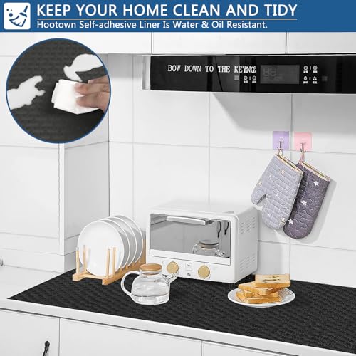 Self Adhesive Shelf Liner, 17.5"W x 196.8"L Contact Paper for Cabinet Black - color: Black, size: 17.5"W x 196.8"L