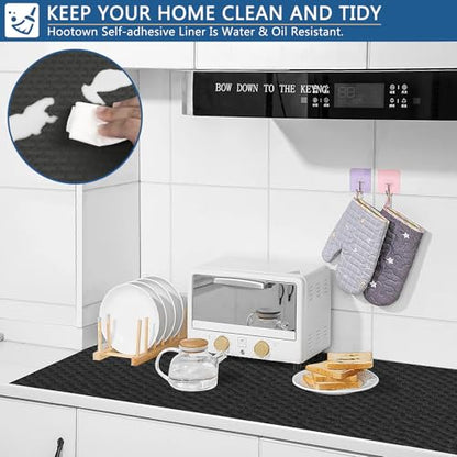 Self Adhesive Shelf Liner, 17.5"W x 196.8"L Contact Paper for Cabinet Black - color: Black, size: 17.5"W x 196.8"L