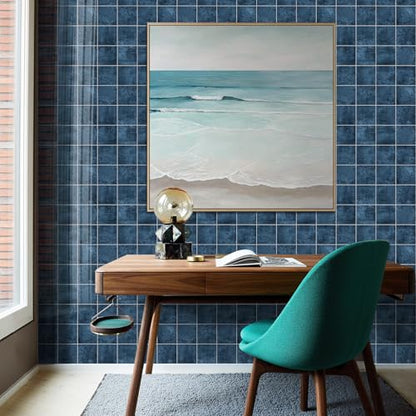 Peel and Stick Tiles for Kitchen Backsplash, Stick on Marble Tiles - color: Blue, size: 5-sheet