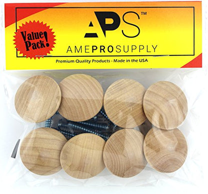 Wood knobs for Cabinet Doors, Dresser Furniture Drawers, 1 1/2 inch Small Wooden Knob, Unfinished Craft, Folding Bifold Door Cabinets Drawer, Stain or Paint White (8)