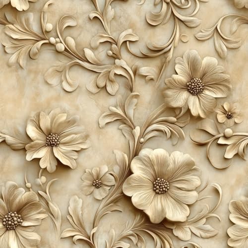 Relief Floral Wallpaper, Peel and Stick Wall Paper 17.71" X 118.1" Vinyl Waterproof Contact Paper for Bedrooms, Kitchens, Study Rooms, Dining Rooms, Corridors, Cloakrooms - color: flower-10, size: 17.7" x 118.1"