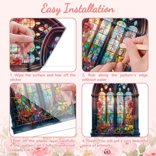 Peacoblue Church Windows Rub On Transfers for Furniture Craft 6"x12" - style: Church Windows