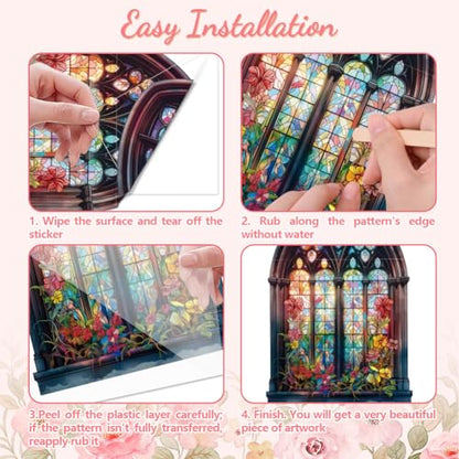 Peacoblue Church Windows Rub On Transfers for Furniture Craft 6"x12" - style: Church Windows