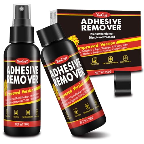 Adhesive Remover - 7oz Label Remover Spray with Plastic Scrapers, Glue Remover for Car, Windows, Glass, Plastic, Floor, Wall, Rapidly Removes Gum, Tape, Stickers, Glue, Labels, Residues