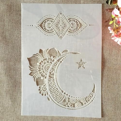 TIAMECH A4 Reusable Palace Moon Flower Stencil for Painting - style: Palace Moon Flower