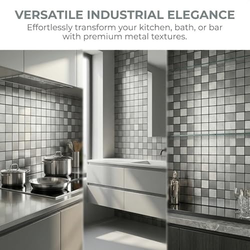 10pcs Waterproof Mosaic Wall Stickers, Silver - color: Silver