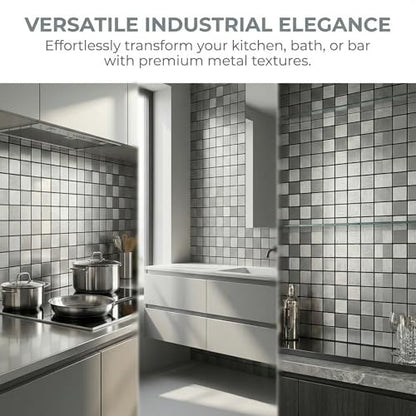 10pcs Waterproof Mosaic Wall Stickers, Silver - color: Silver